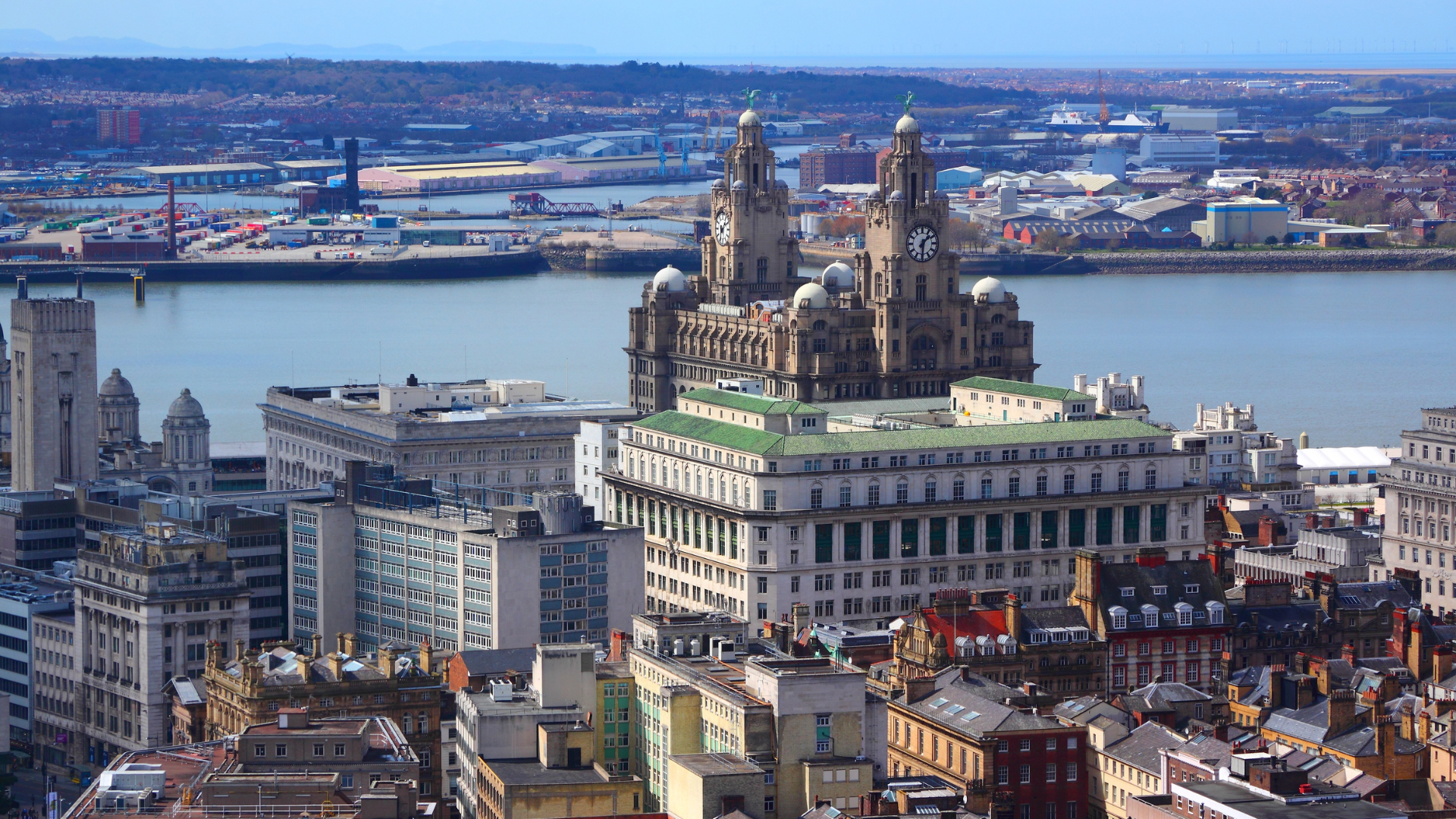 The skyline of Liverpool from above