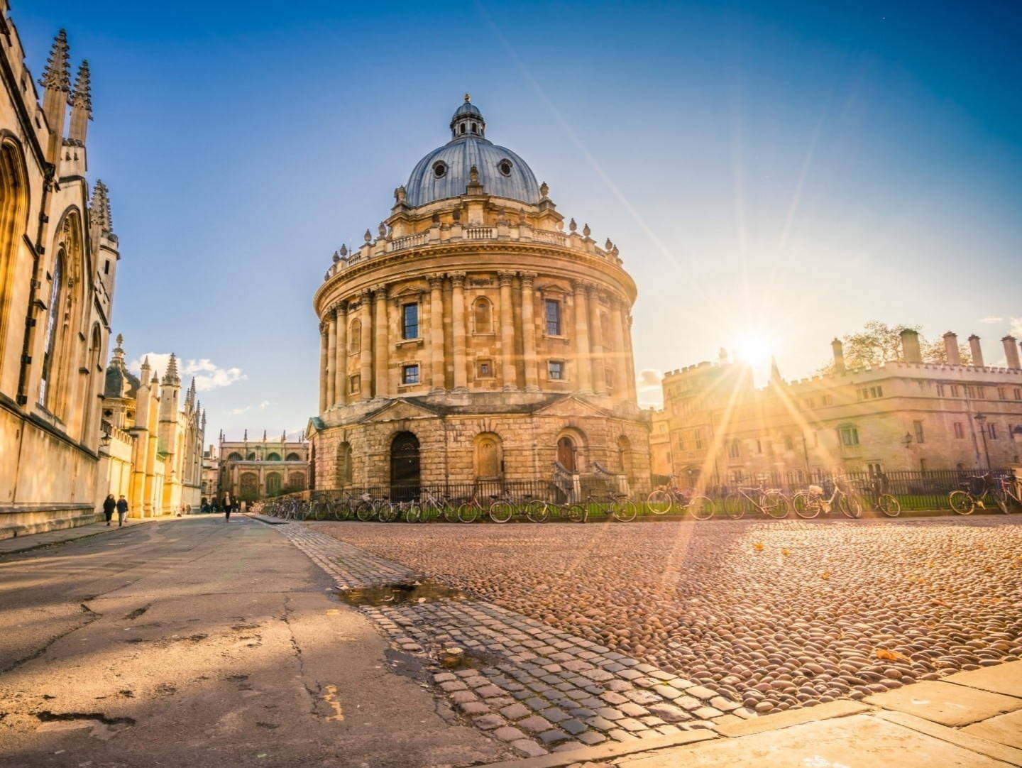 The Radcliffe Camera building at sunset