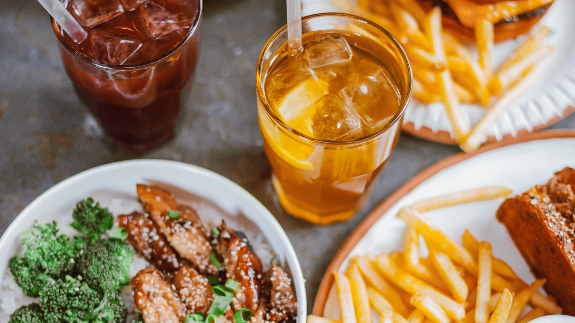 Food and drink being served at an eatery