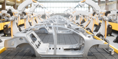 A production line of car chassis 